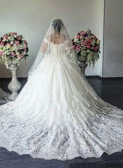 Off The Shoulder Tulle Court Train Wedding Dress With Appliques Lace