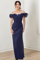 Off-the-Shoulder Floor-Length Sheath/Column Gown for the Mother of the Bride
