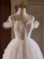 Off the Shoulder Homecoming Dress Sweetheart Neck Tulle Lace Light Champagne Short Party Cocktail Dress