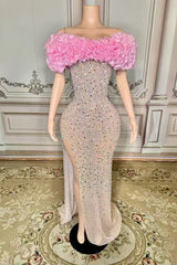 Off the Shoulder Mermaid Prom Dress Beaded Evening Dress