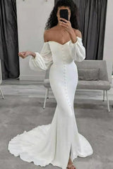 Off the Shoulder Mermaid Wedding Dress with Long Sleeves