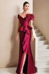 Off-the-Shoulder Mermaid/Trumpet Mother of the Bride Dresses Featuring a High Split