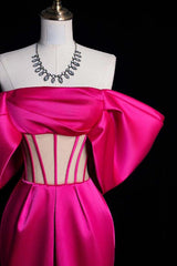 Off the Shoulder Prom Dress Mermaid Rose Red Long Satin Formal Dress Evening Dress