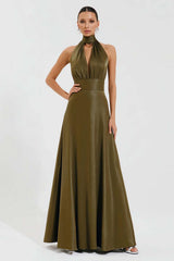 Dressystars Olive A-Line High Neck Keyhole Long Prom Dress