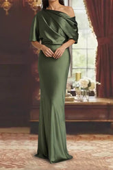One-Shoulder Column Gown for the Mother of the Bride
