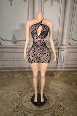 One Shoulder Homecoming Dress Cut Out Bodycon Cocktail Party Dress