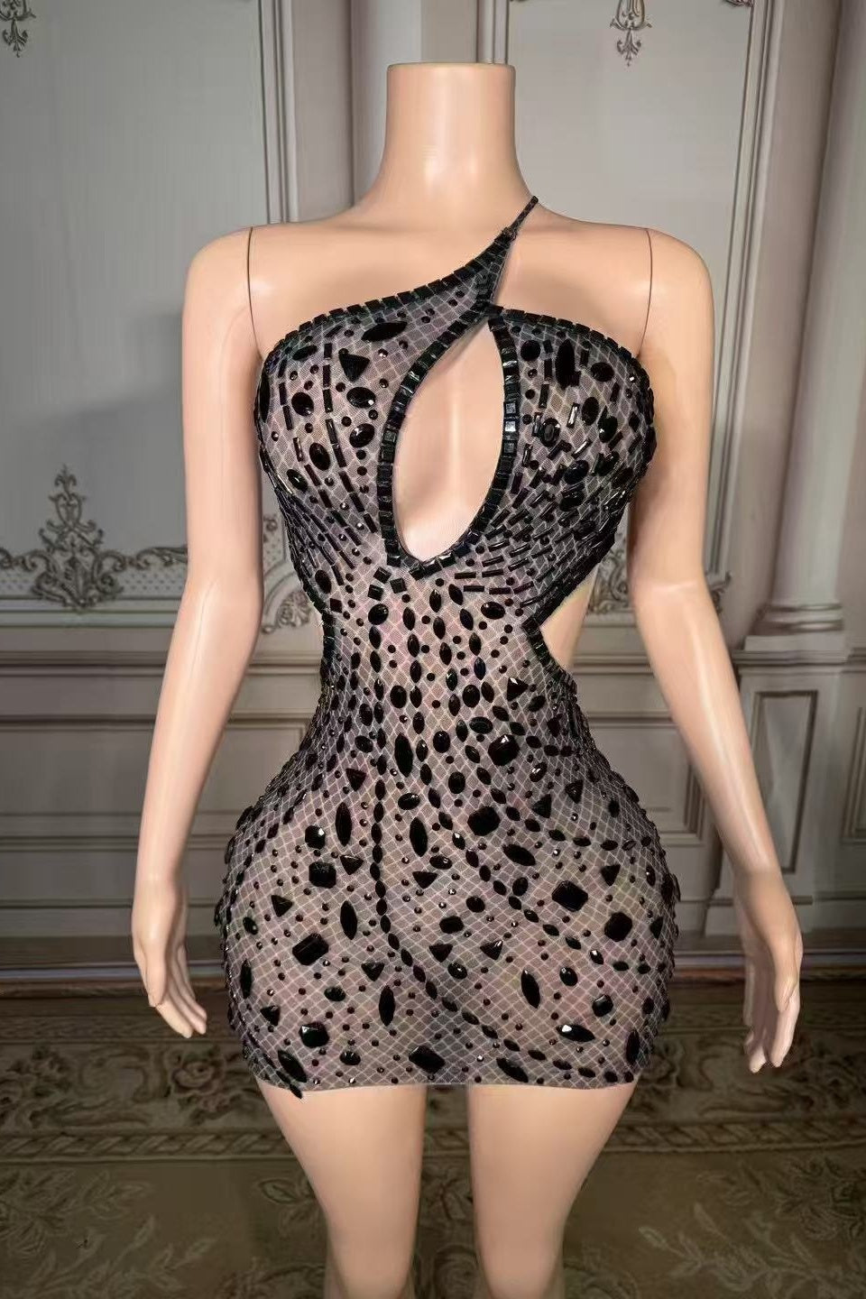 One Shoulder Homecoming Dress Cut Out Bodycon Cocktail Party Dress