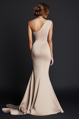 One Shoulder Khaki Wedding Guest Dress Mermaid Long Formal Dress