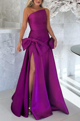 One-Shoulder Sleeveless A-Line Floor-Length Mother of the Bride Dress with Side Split
