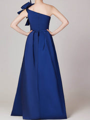 One-Shoulder Sleeveless A-Line Princess Gown with Bow(s) for the Mother of the Bride