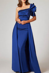 One-Shoulder Sleeveless A-Line Princess Gown with Bow(s) for the Mother of the Bride