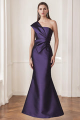 One-Shoulder Sleeveless Floor-Length Trumpet/Mermaid Gown for the Mother of the Bride
