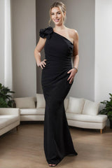 One-Shoulder Sleeveless Plus Size Ruffled Mother of the Bride Sheath Dress