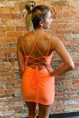 Orange Homecoming Dresses Spaghetti Straps Cocktail Dresses
