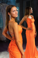 Orange Mermaid Prom Dress Mermaid Long Evening Dress