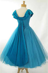Peacock Blue Homecoming Dresses Square Neck A Line Cocktail Dresses