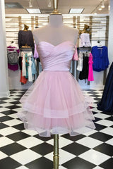 Pink Homecoming Dress Cute Tulle Short Party Cocktail Dress