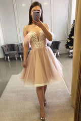Pink Homecoming Dress Sweetheart Tulle Lace Short Party Cocktail Dress