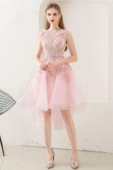 Pink Homecoming Dress Tulle Lace Short Party Cocktail Dress