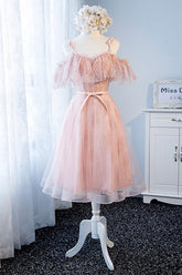 Pink Homecoming Dress Tulle Lace Short Party Cocktail Dress