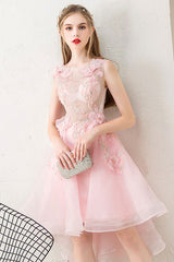 Pink Homecoming Dress Tulle Lace Short Party Cocktail Dress