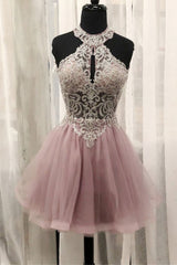 Pink Homecoming Dress Tulle Lace Short Party Cocktail Dress