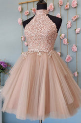 Pink Homecoming Dress Tulle Lace Short Party Cocktail Dress