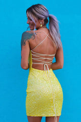 Pink Homecoming Dresses Tight Yellow Homecoming Dresses Sequin Cocktail Dresses