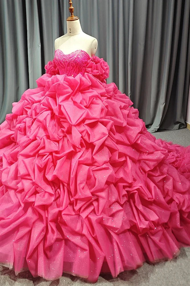 Pink Princess Quinceanera Dress Bow Off The Shoulder Lace Up Floor Length Sweet 16 Party Dress