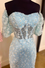 Pink Prom Dress 3D Floral Lace Sweetheart Mermaid Long Elegant Evening Dress with Split