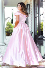 Pink Prom Dress Satin Long Evening Dress