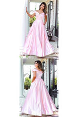 Pink Prom Dress Satin Long Evening Dress