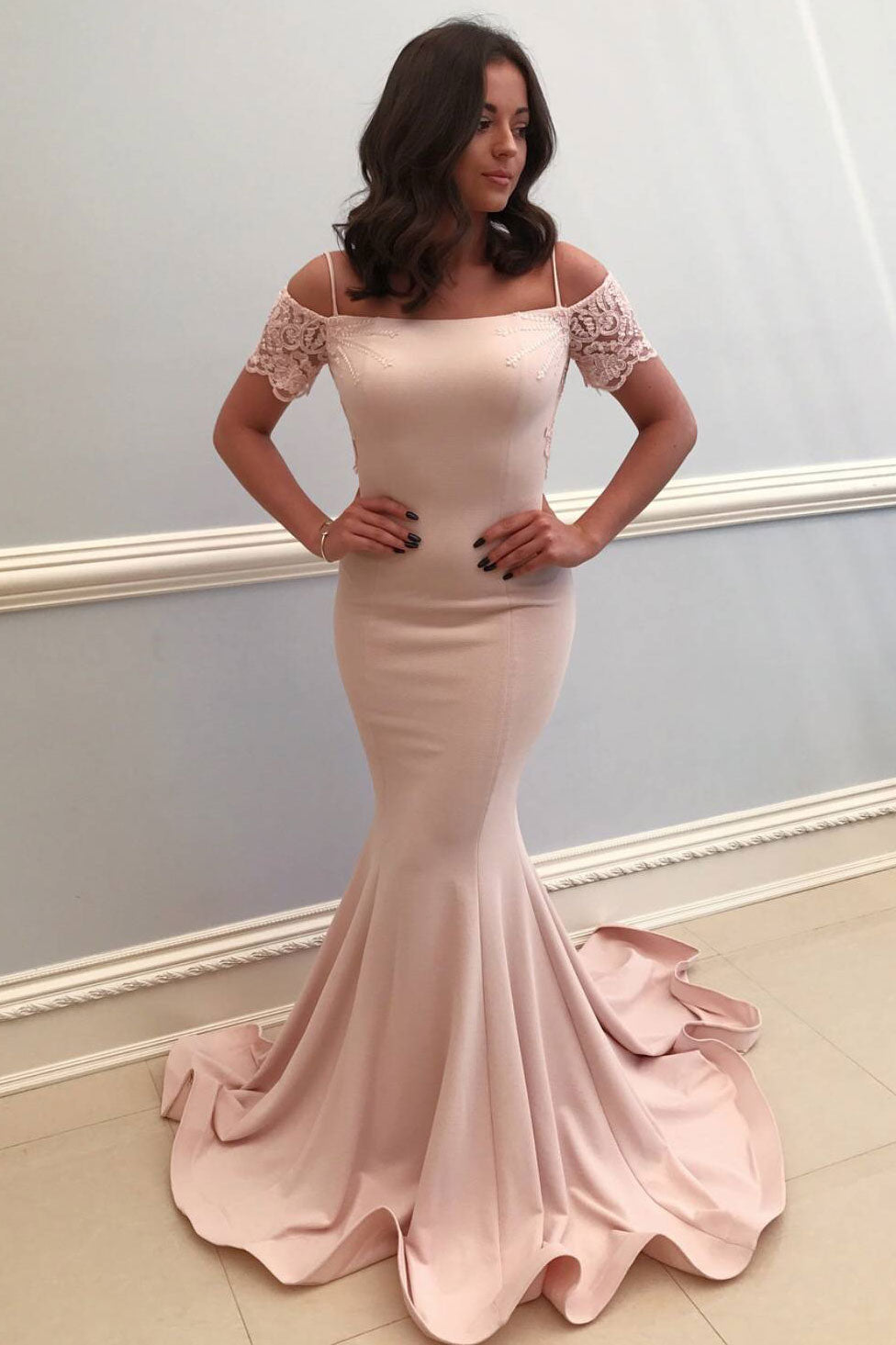 Pink Prom Dress Satin Mermaid Long Formal Gown Evening Dress