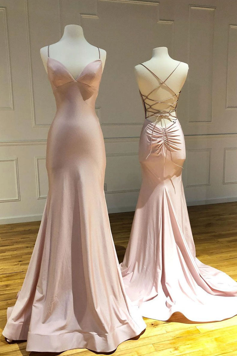 Pink Prom Dress Sweetheart Satin Long Mermaid Formal Gown Evening Dress
