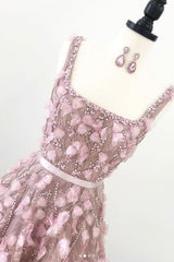 Pink Prom Dress Tulle Long Formal Evening Dress