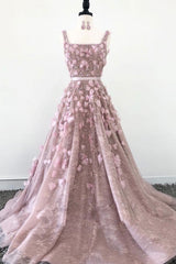 Pink Prom Dress Tulle Long Formal Evening Dress