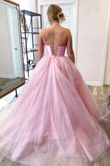 Pink Prom Dress Two PiecSatin Long Formal Gown Evening Dress