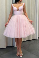 Pink Short Homecoming Dress A Line Tulle Ball Gown Cocktail Dress