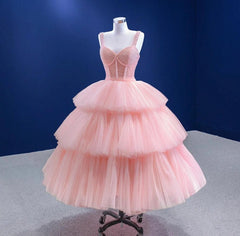 Pink Tiered Quinceanera Dress Party Evening Dress