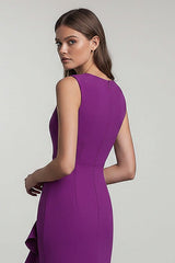 Dressystars Plum Sheath Round Neck Long Formal Dress