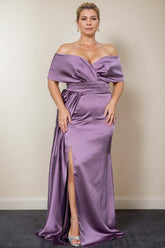 Plus Size Off-the-Shoulder Mother of the Bride Trumpet/Mermaid Dress with Side Split