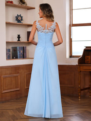 Plus Size V-Neck A-Line Princess Floor-Length Mother of the Bride Dress with Appliques Ruffles & Wrap in 2 Pics