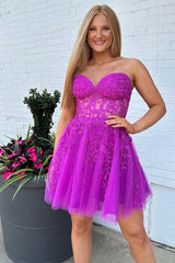 Pretty Homecoming Dress A Line Appliques Corset Short Party Cocktail Dress