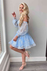 Pretty Homecoming Dress A Line Heart shaped Corset with Sleeves Short Party Cocktail Dress