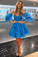 Pretty Homecoming Dress A Line Heart shaped Sequin Lace Short Party Cocktail Dress