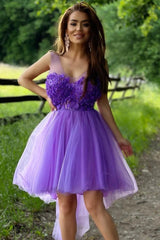 Pretty Homecoming Dress A Line Illusion Neck Tulle Short Party Cocktail Dress