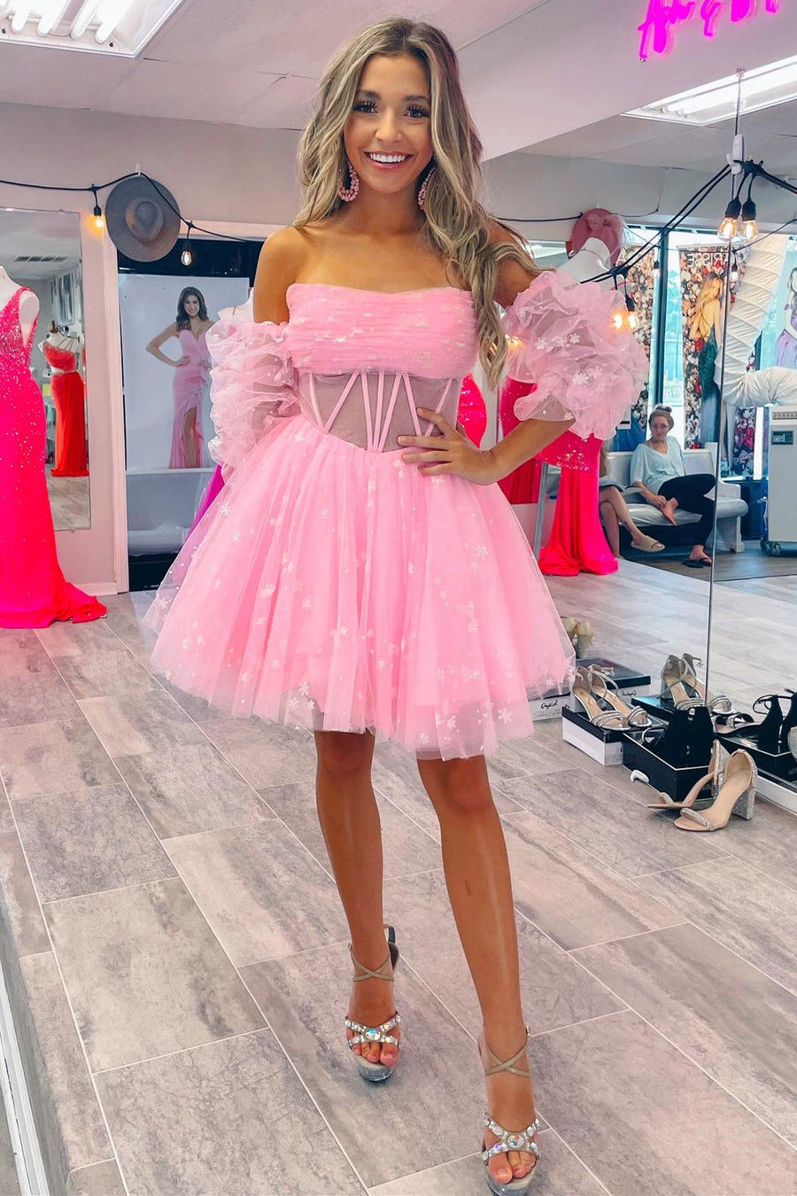 Pretty Homecoming Dress A Line Pleated Tulle Short Party Cocktail Dress