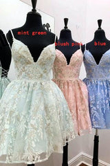 Pretty Homecoming Dress A Line Shoulder straps Lace Short Party Cocktail Dress