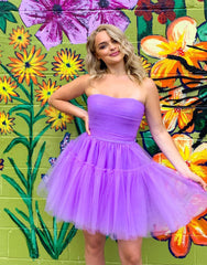 Pretty Homecoming Dress A Line Strapless Tulle Short Party Cocktail Dress