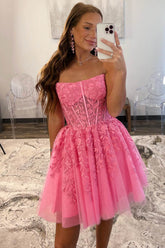 Pretty Homecoming Dress A Line Tulle Lace with Delicate AppliquesShort Party Cocktail Dress